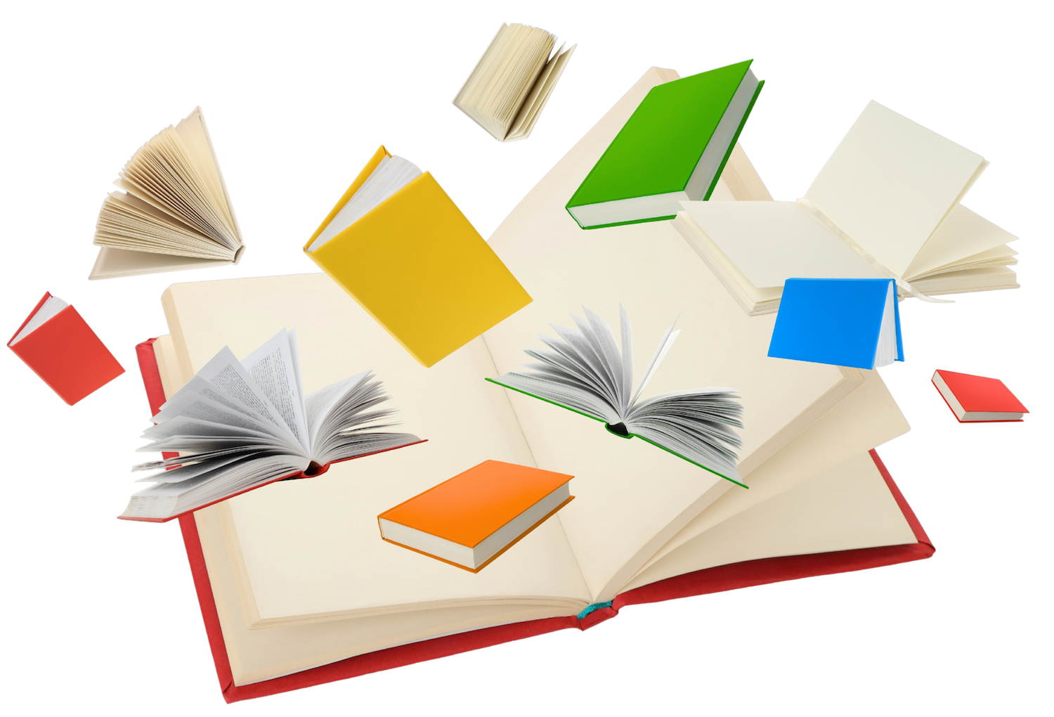 a photographic banner depicting a row of colorful books